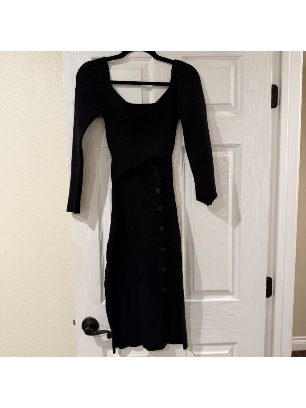 Jonathan Simkhai Soft Black Knit Ribbed Sweater Midi Dress Size Small